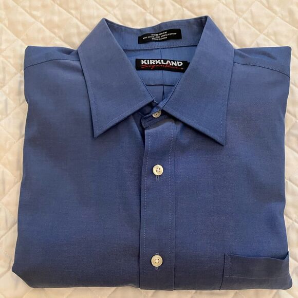 Kirkland Signature Other - Kirkland Men’s Dress Shirt French Blue 17.5-35 Traditional Fit Non-iron